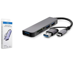 HADRON HDX7826 TYPE-C HUB COMBO 3*USB3.0 + SD + TF 5IN1 GRİ