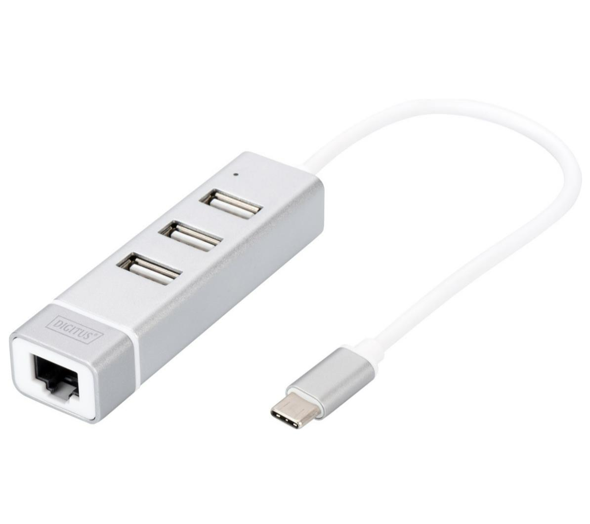 DİGİTUS TYPE C KON.+3 PORT USB2.0 HUB+ FAST ETHERNET LAN DA-70253
