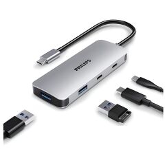 PHİLİPS SWR1651A TYPE-C TO 2*USB-A 3.2 VE 2*USB-C PD 100W HUB ÇOKLAYICI ADAPTÖR