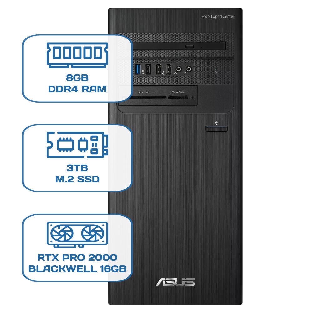 Asus ExpertCenter D5 Tower D500TD i5 12400 8GB DDR4 3TB M.2 SSD RTX PRO 2000 BLACKWELL 16GB W11P Desktop