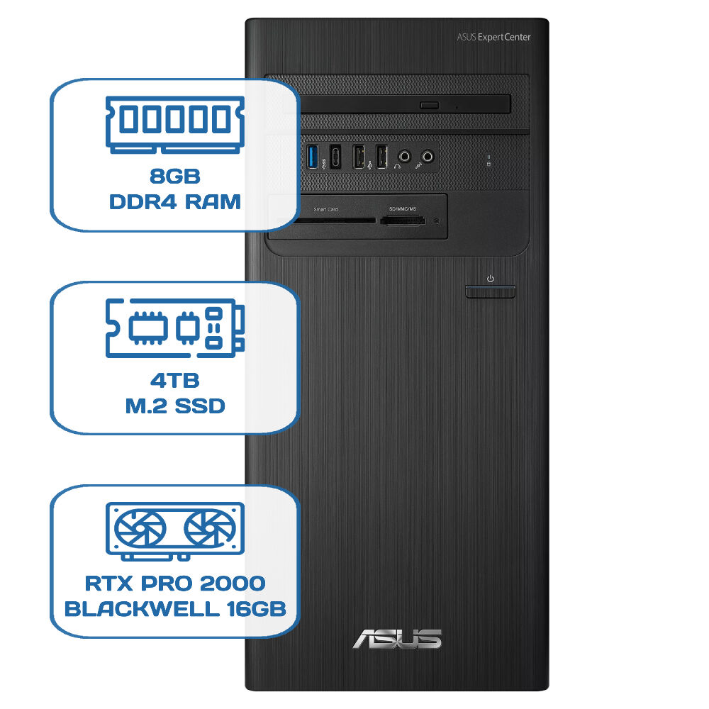 Asus ExpertCenter D5 Tower D500TD i5 12400 8GB DDR4 4TB M.2 SSD RTX PRO 2000 BLACKWELL 16GB W11P Desktop