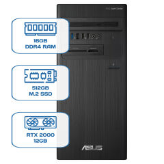 Asus ExpertCenter D5 Tower D500TD i5 12400 16GB DDR4 512GB M.2 SSD RTX 2000 12GB W11P Desktop