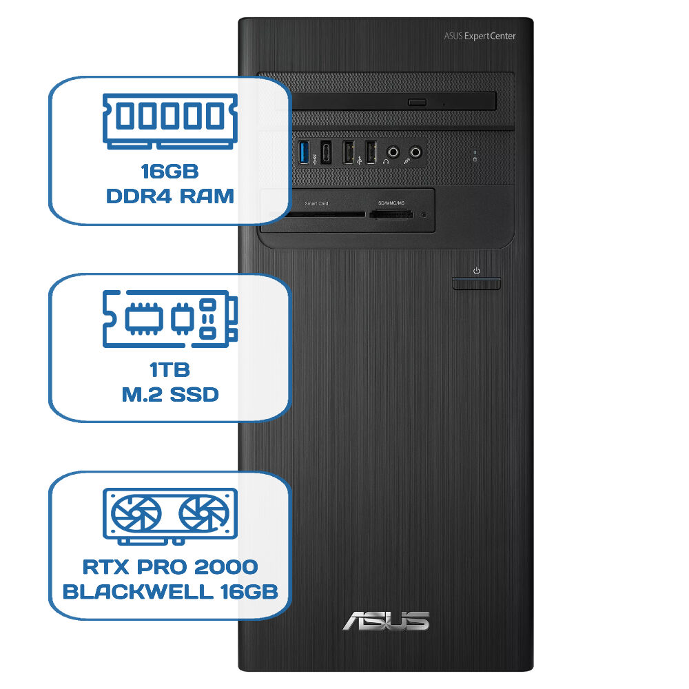 Asus ExpertCenter D5 Tower D500TD i5 12400 16GB DDR4 1TB M.2 SSD RTX PRO 2000 BLACKWELL 16GB W11P Desktop