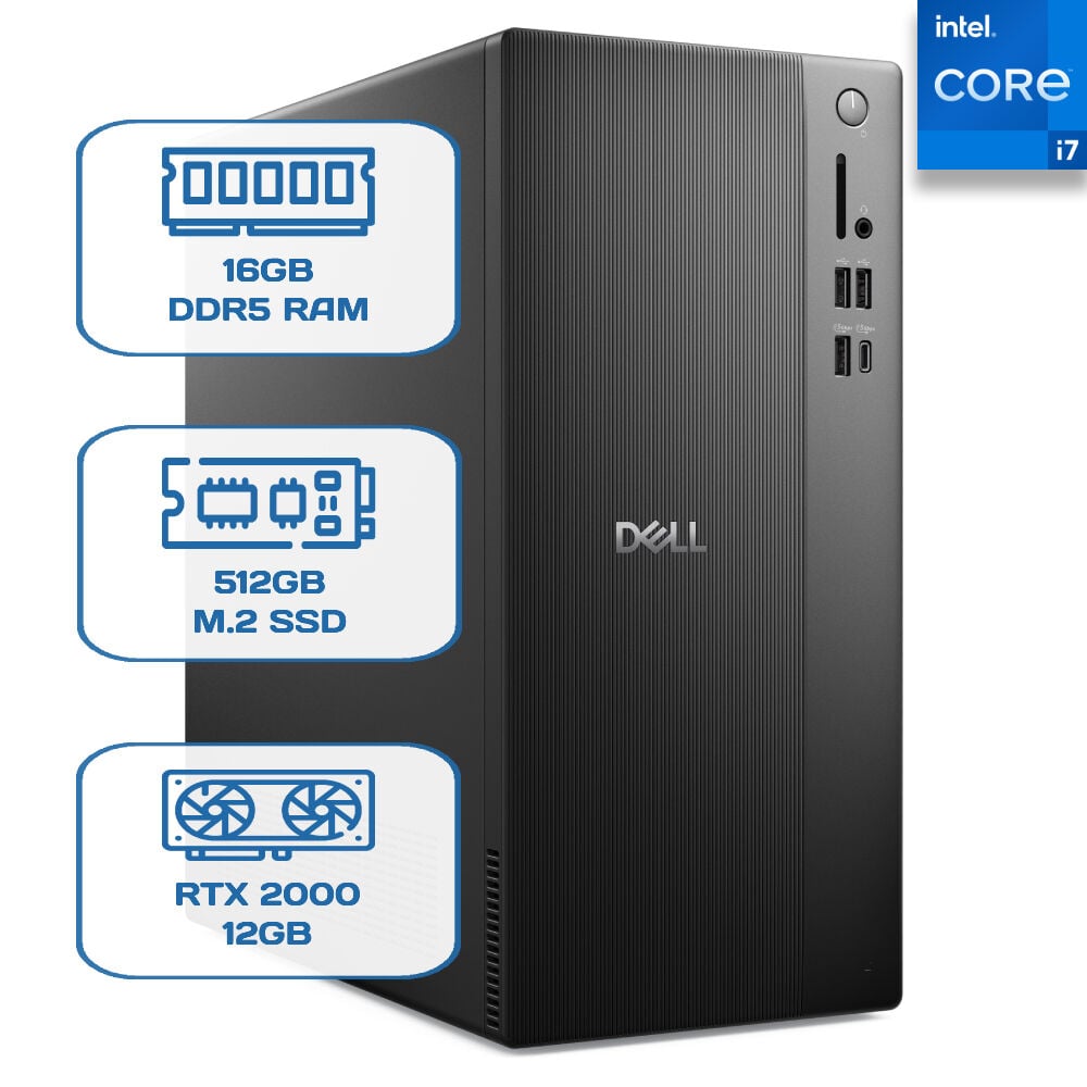 Dell Pro Tower Essential BTO014_QVT1260_EMEA i7 14700 16GB DDR5 512GB M.2 SSD RTX 2000 12GB W11P Desktop