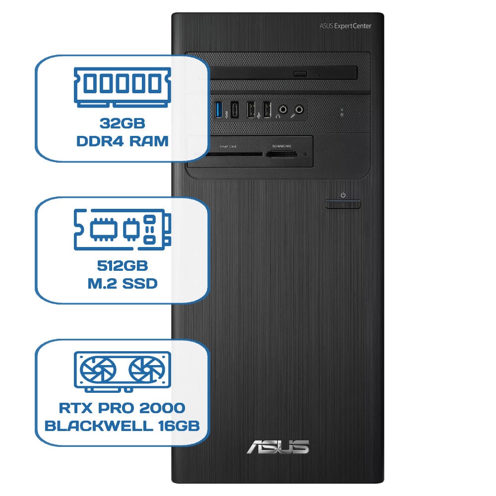 Asus ExpertCenter D5 Tower D500TD i5 12400 32GB DDR4 512GB M.2 SSD RTX PRO 2000 BLACKWELL 16GB W11P Desktop