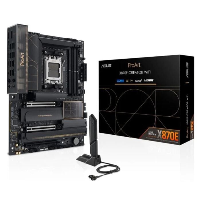 ASUS PROART X870E-CREATOR WIFI AM5 DDR5 8000 HDMI 2XUSB4 4X M2 USB3.2 WİFİ 7 + BT AURA RGB 10GBİT + 2.5GBİT LAN ATX ANAKART 90MB1IG0-M0EAY0