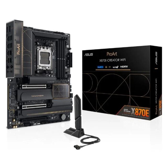 ASUS PROART X870E-CREATOR WIFI AM5 DDR5 8000 HDMI 2XUSB4 4X M2 USB3.2 WİFİ 7 + BT AURA RGB 10GBİT + 2.5GBİT LAN ATX ANAKART 90MB1IG0-M0EAY0