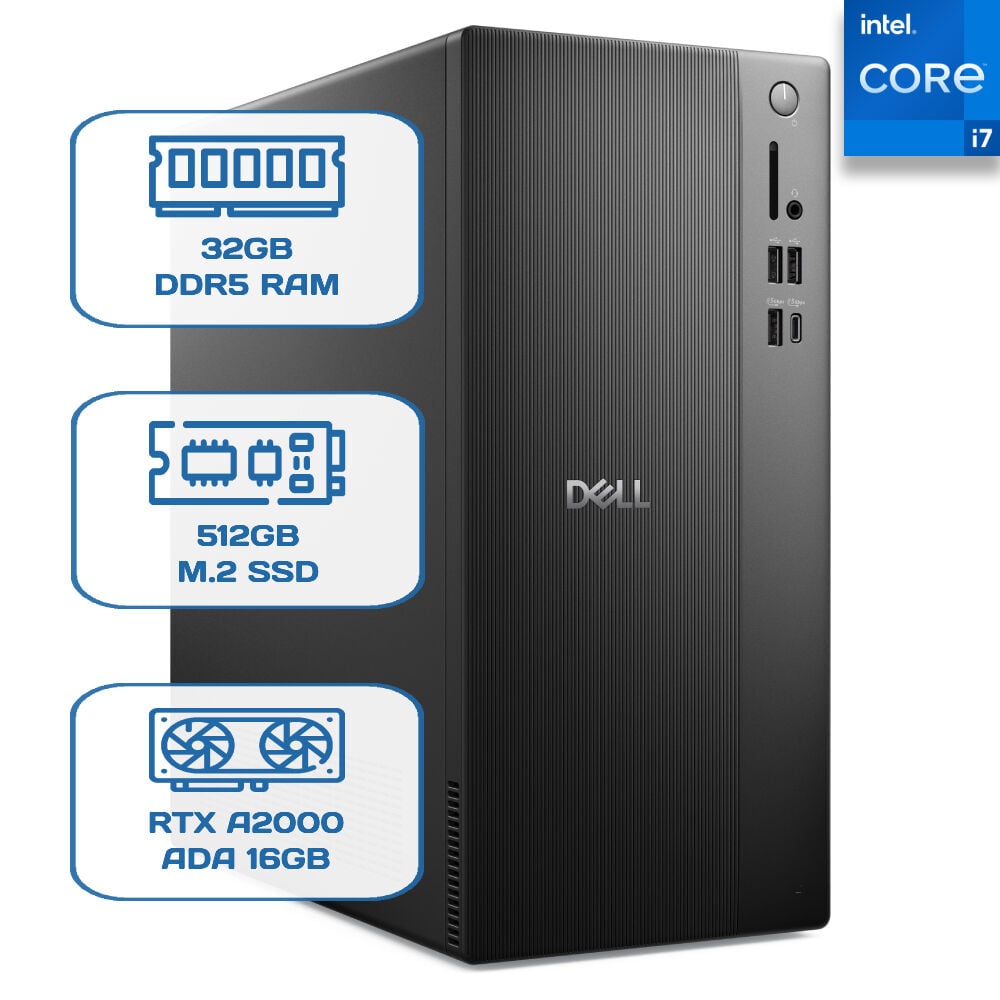 Dell Pro Tower Essential BTO014_QVT1260_EMEA i7 14700 32GB DDR5 512GB M.2 SSD RTX A2000 ADA 16GB W11P Desktop