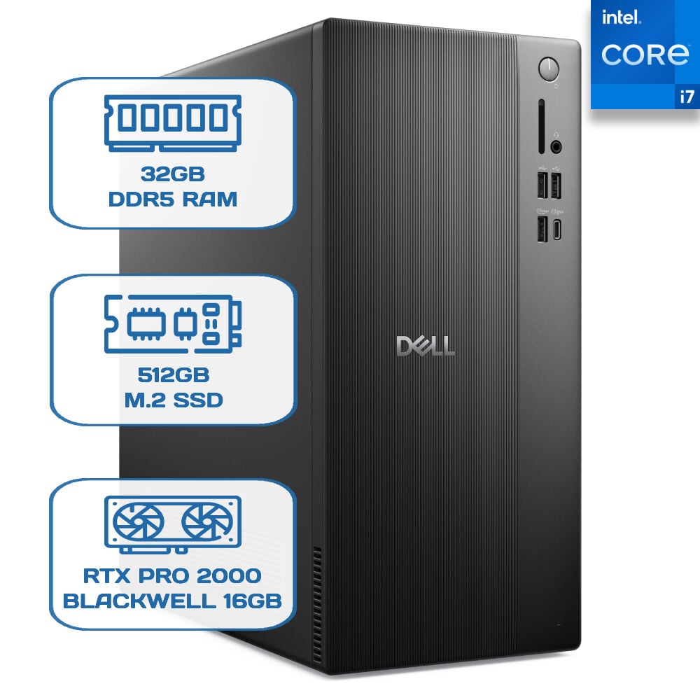Dell Pro Tower Essential BTO014_QVT1260_EMEA i7 14700 32GB DDR5 512GB M.2 SSD RTX PRO 2000 BLACKWELL 16GB W11P Desktop