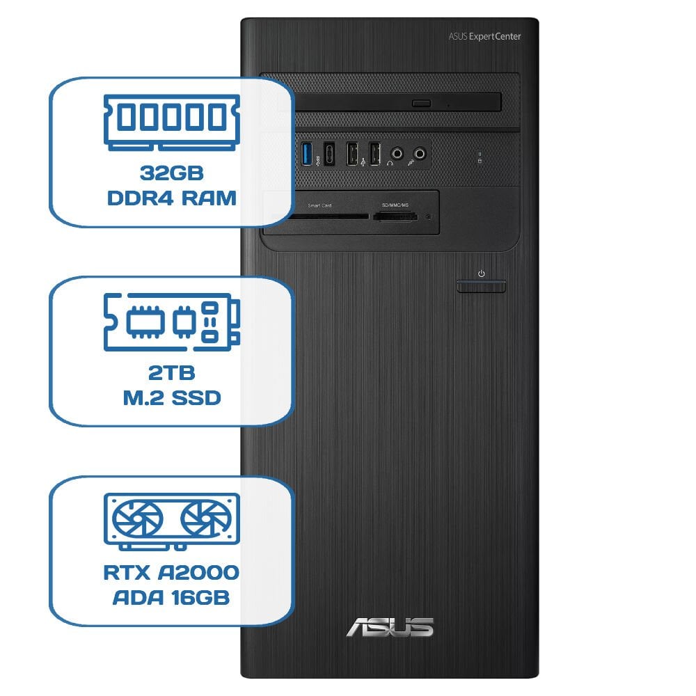 Asus ExpertCenter D5 Tower D500TD i5 12400 32GB DDR4 2TB M.2 SSD RTX A2000 ADA 16GB W11P Desktop