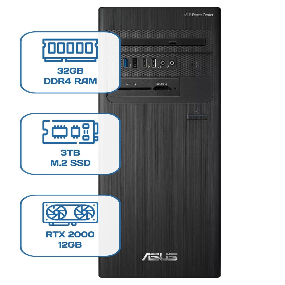Asus ExpertCenter D5 Tower D500TD i5 12400 32GB DDR4 3TB M.2 SSD RTX 2000 12GB W11P Desktop