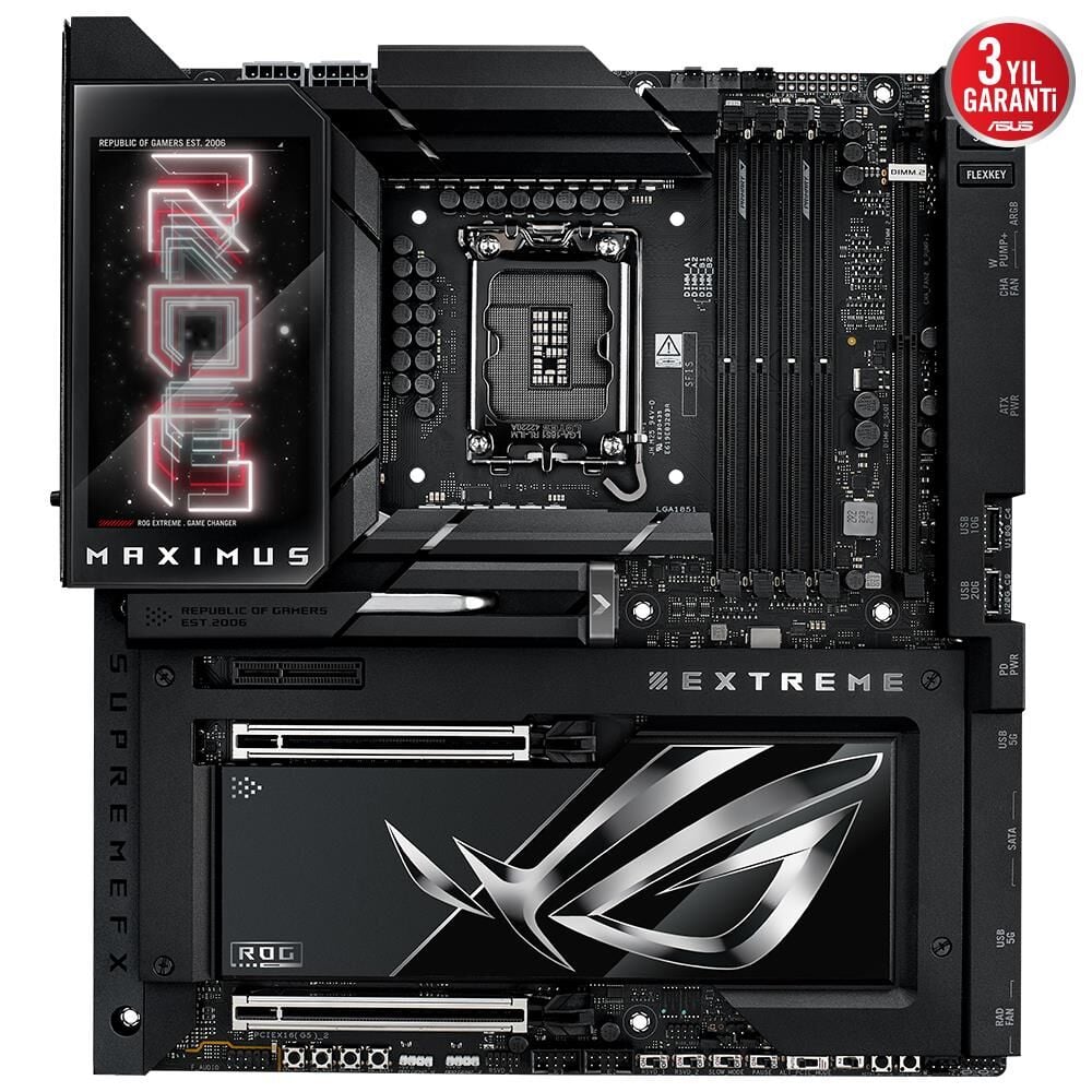 ASUS MB ROG MAXIMUS Z890 EXTREME INTEL Z890 LGA1851 DDR5 9200 HDMI 2XTHUNDERBOLT 5 6X M2 USB3.2 WİFİ 7 + BT AURA RGB 10GBİT + 2.5GBİT LAN ATX ANAKART 90MB1IA0-M0EAY0