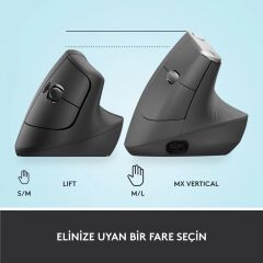 LOGİTECH 910-006473 LİFT KABLOSUZ ERGONOMİK DİKEY SİYAH MOUSE