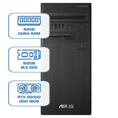 Asus ExpertCenter D5 Tower D500TD i5 12400 64GB DDR4 512GB M.2 SSD RTX A2000 ADA 16GB W11P Desktop