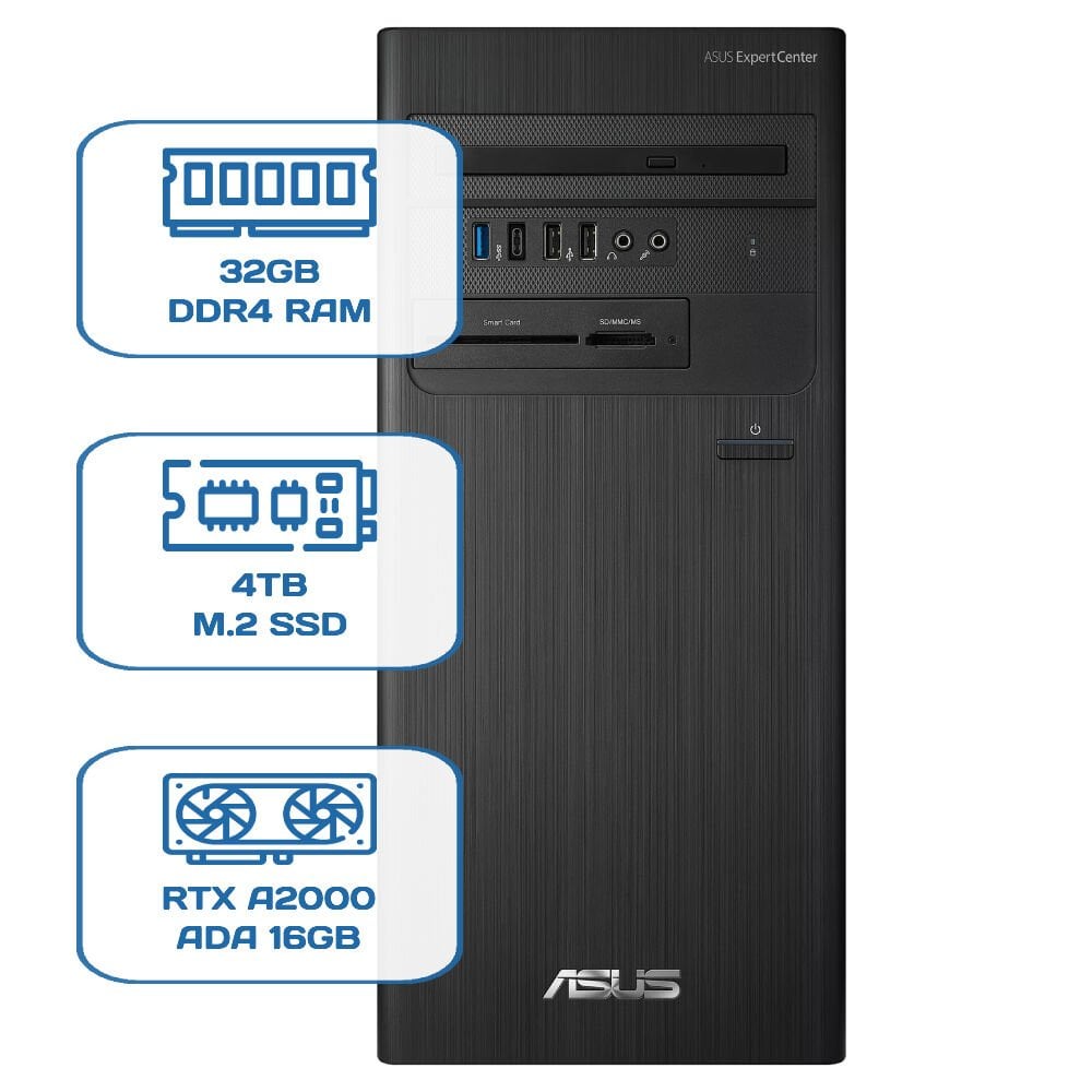 Asus ExpertCenter D5 Tower D500TD i5 12400 32GB DDR4 4TB M.2 SSD RTX A2000 ADA 16GB W11P Desktop
