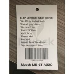 Mybek MB-ET-A220 Notebook Çantası 15.6 Inç