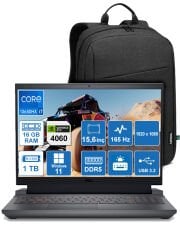 DELL NB GAMING G15 5530 G155530013U İ7-13650HX/16GB/1TB/4060/W11P/15.6'' TAŞINABİLİR BİLGİSAYAR + Taşınabilir Bilgisayar Sırt Çanta