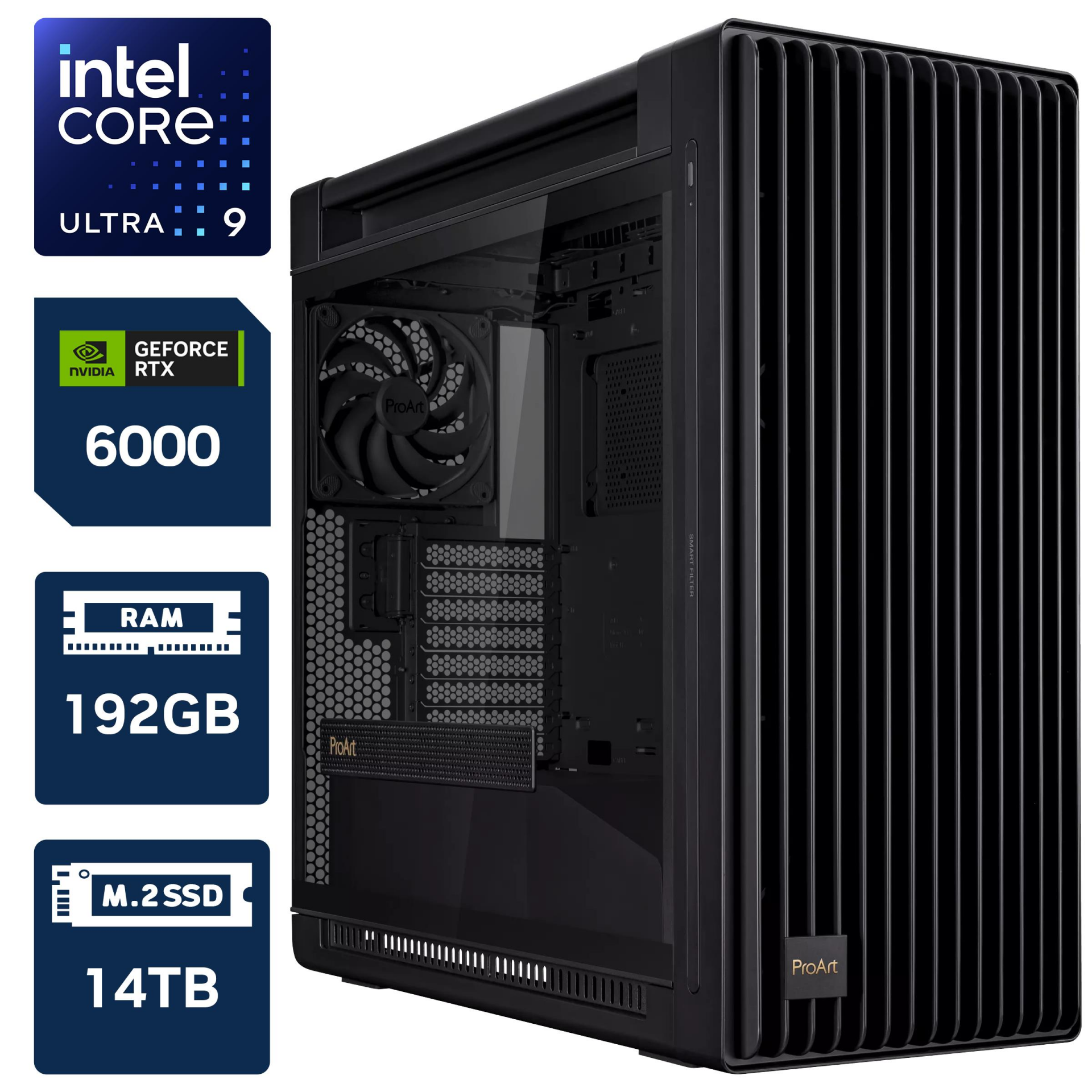 Asus ProArt YZ Ultra 9 285K 192GB DDR5 4TB M.2 SSD 10TB HDD RTX PRO 6000 BLACKWELL 96GB W11P