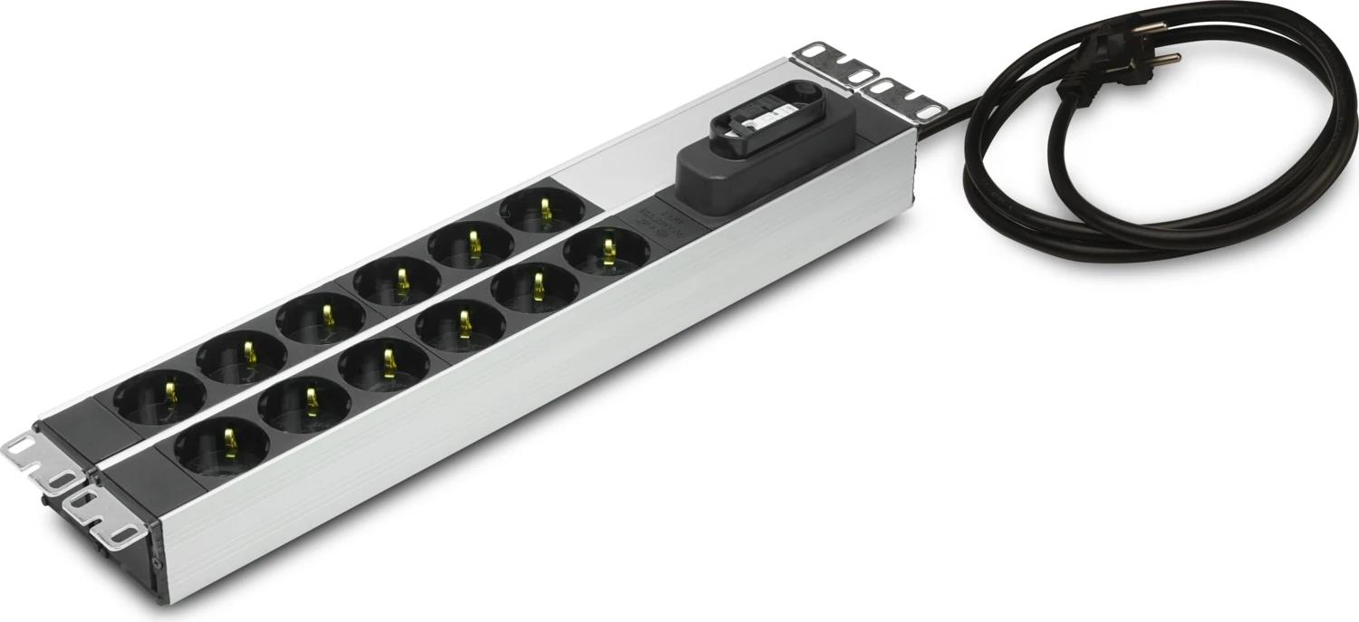 DORAX 19'' 2U 12 Lİ SCHUKO SOKET 3X1,5MM2 1,8MT KABLOLU-16A SİGORTALI PDU DR-7951-12F