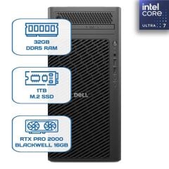 Dell Pro Max Tower T2 FCT2250 Ultra 7 265 32GB DDR5 1TB m.2 SSD RTX PRO 2000 Blackwell 16GB W11P İş İstasyonu