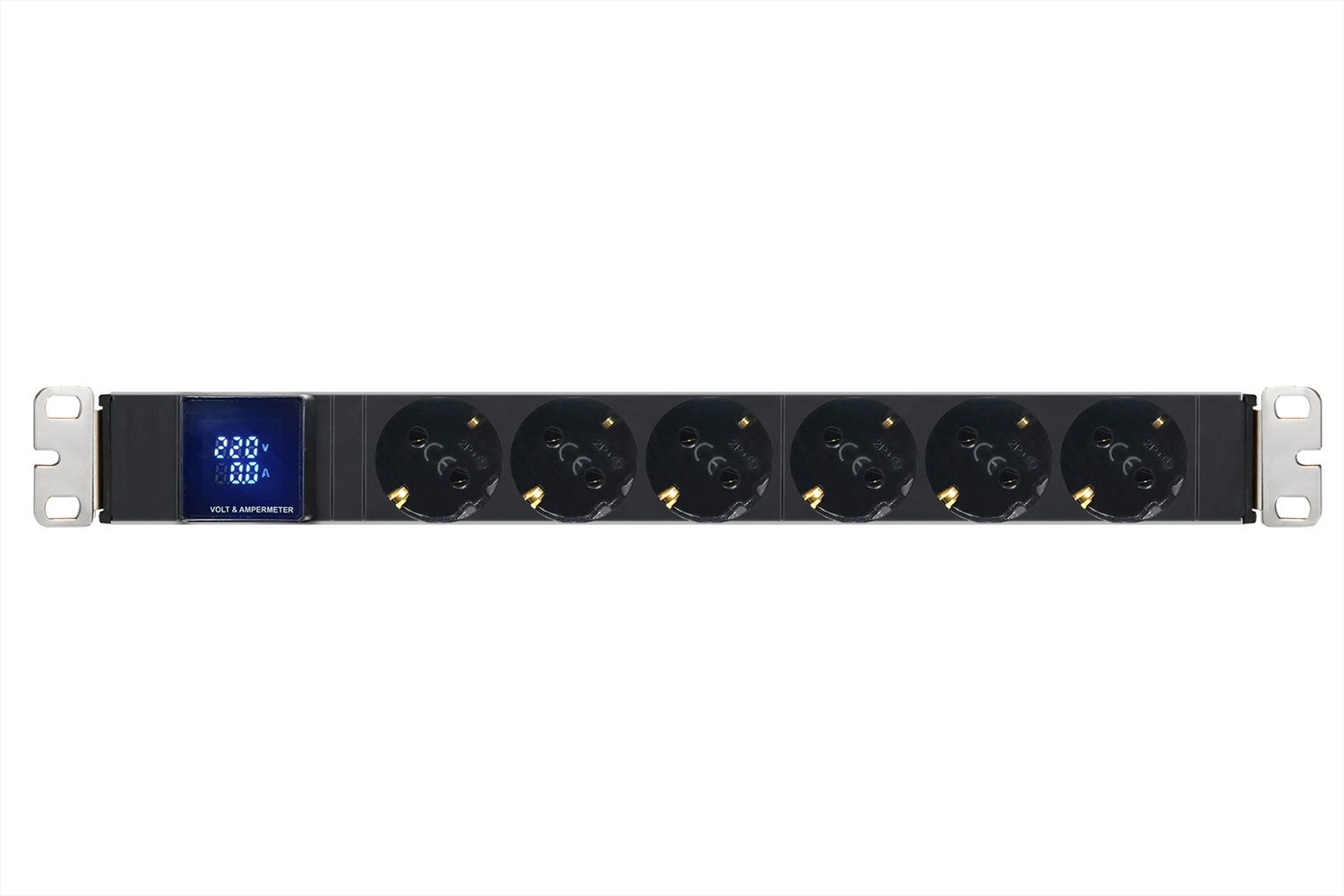 Schuko (Alman / DIN 49440) Soketli Volt/Ampermetre Modüllü PDU