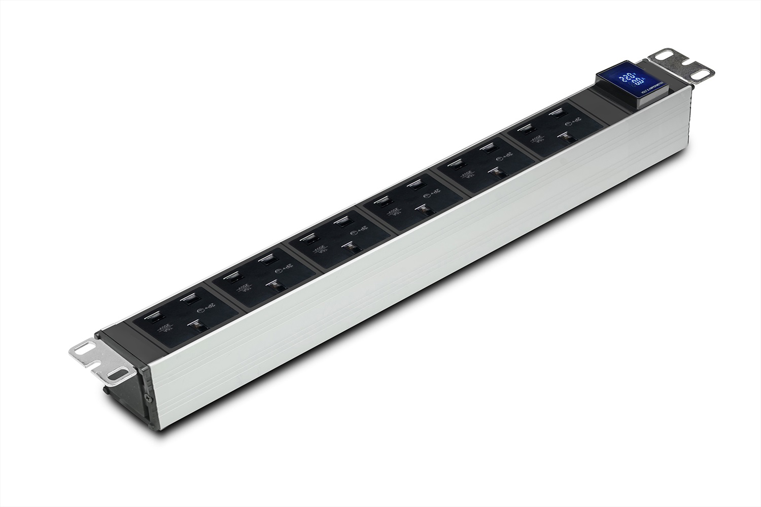 UK (İngiliz) Soketli Volt/Ampermetre Modüllü PDU