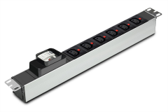 Kilitli IEC 320 (C13-C19) Soketli Kaçak Akım Sigortalı PDU