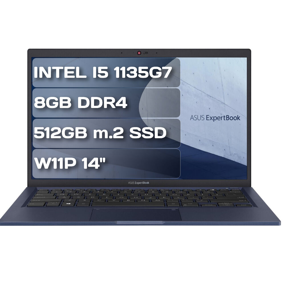 Asus ExpertBook B1 B1400CEAE-EK4145 i5 1135G7 8GB DDR4 512GB M.2 SSD W11P 14'' FHD Taşınabilir Bilgisayar