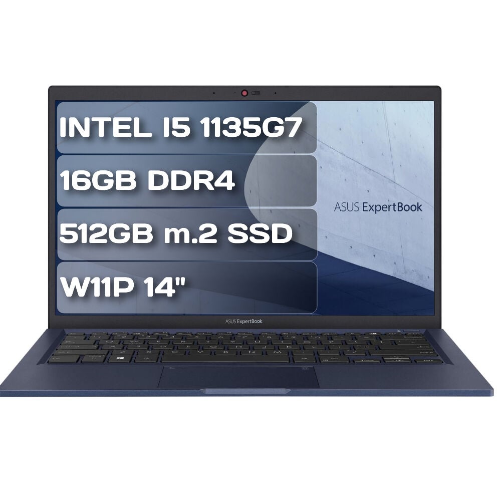 Asus ExpertBook B1 B1400CEAE-EK4145 i5 1135G7 16GB DDR4 512GB M.2 SSD W11P 14'' FHD Taşınabilir Bilgisayar