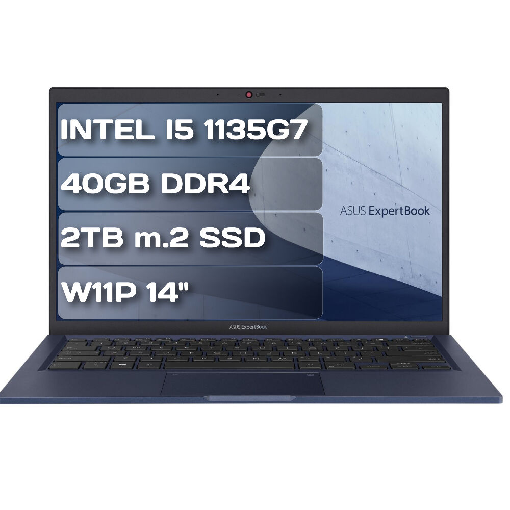 Asus ExpertBook B1 B1400CEAE-EK4145 i5 1135G7 40GB DDR4 2TB M.2 SSD W11P 14'' FHD Taşınabilir Bilgisayar
