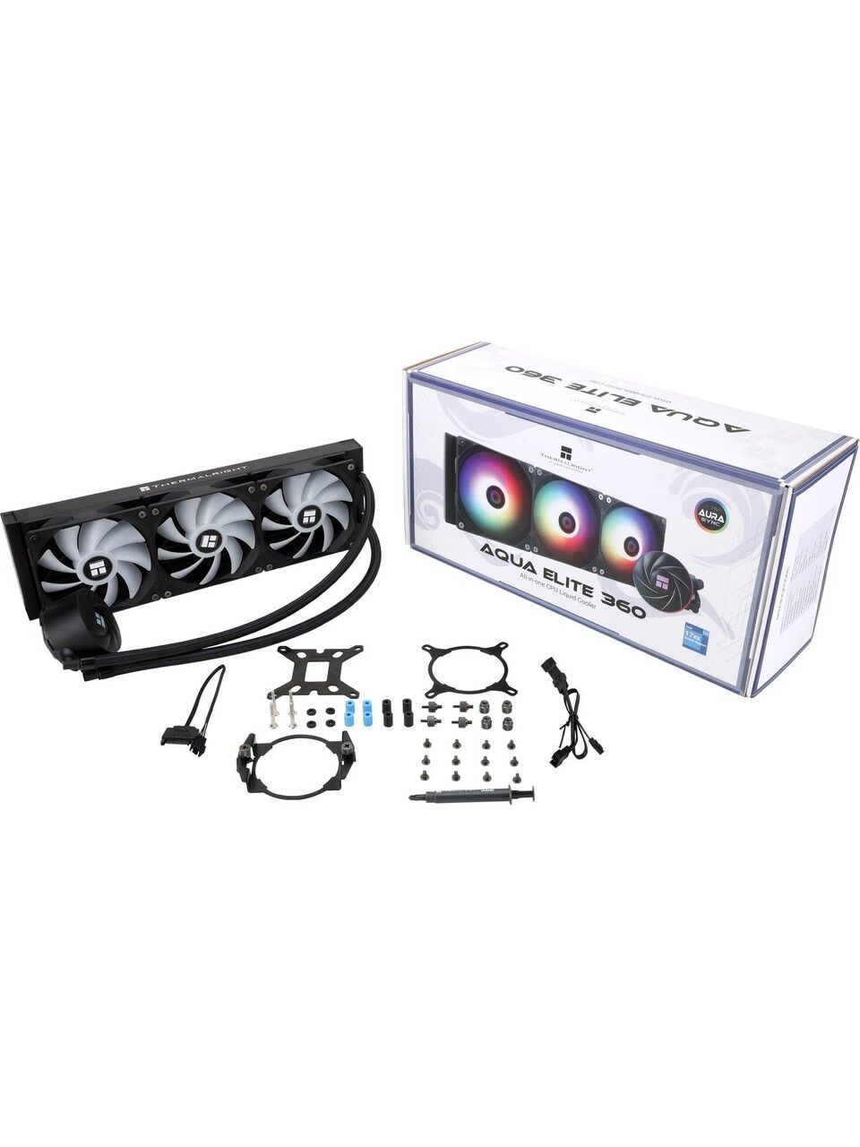 THERMALRIGHT AQUA ELİTE 360 ARGB BLACK 360MM, ARGB, SİYAH, AM5,AM4, LGA1700, LGA1200 SIVI IŞLEMCİ SOĞUTUCUSU