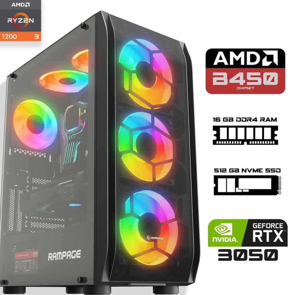 Ryzen 3 1200 16GB DDR4 512GB m2 SSD RTX 3050 W11P