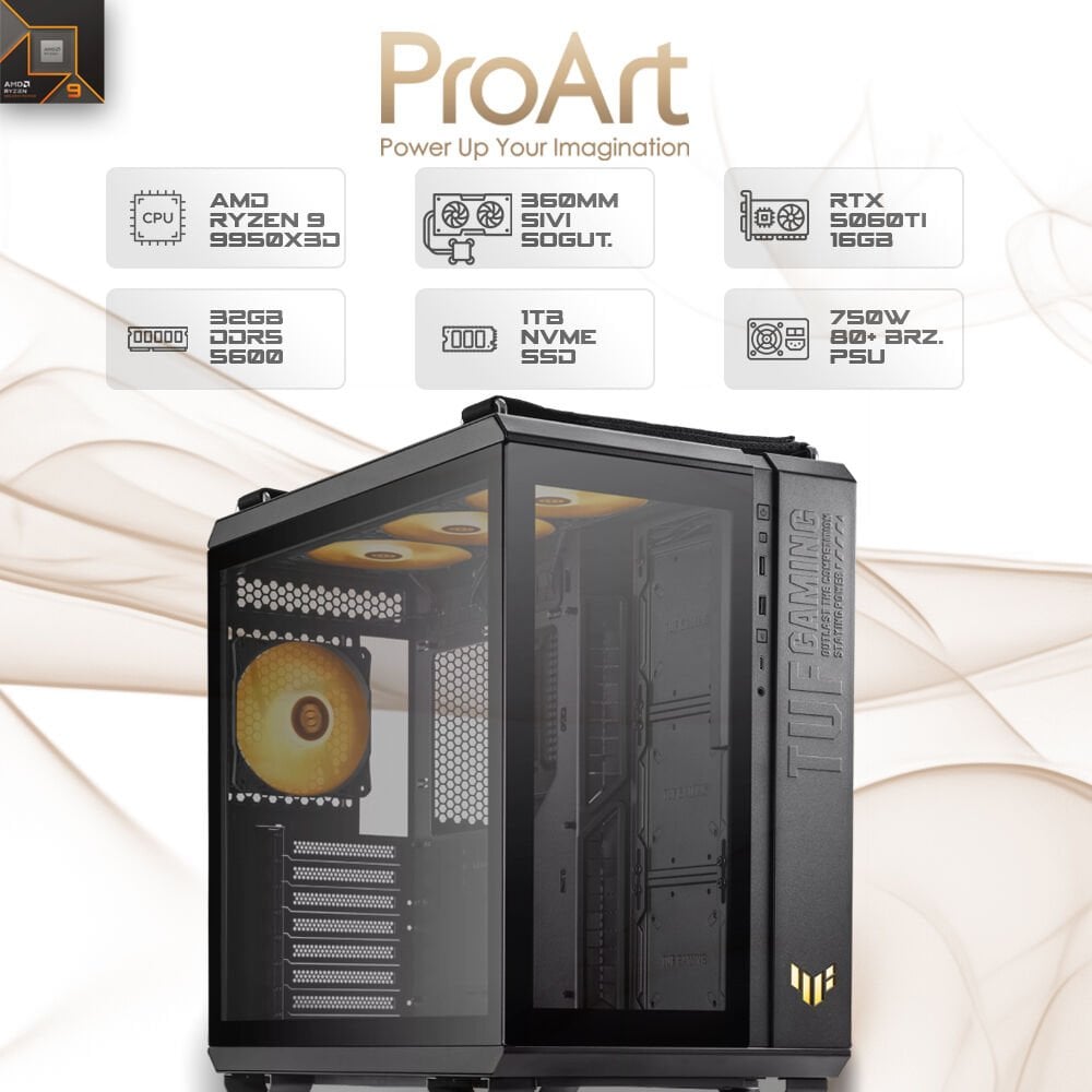 ProArt Ryzen 9 9950X3D 32GB DDR5 1TB m2 RTX 5060 ti 16GB W11P