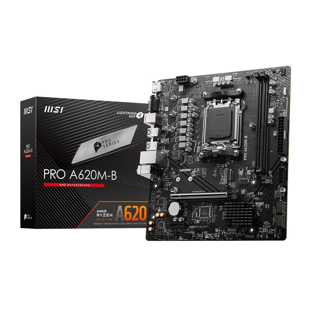 MSI MB PRO A620M-B AM5 DDR5 6800MHZ(OC) HDMI VGA M.2 USB3.2 JARGB_V2 MATX ANAKART