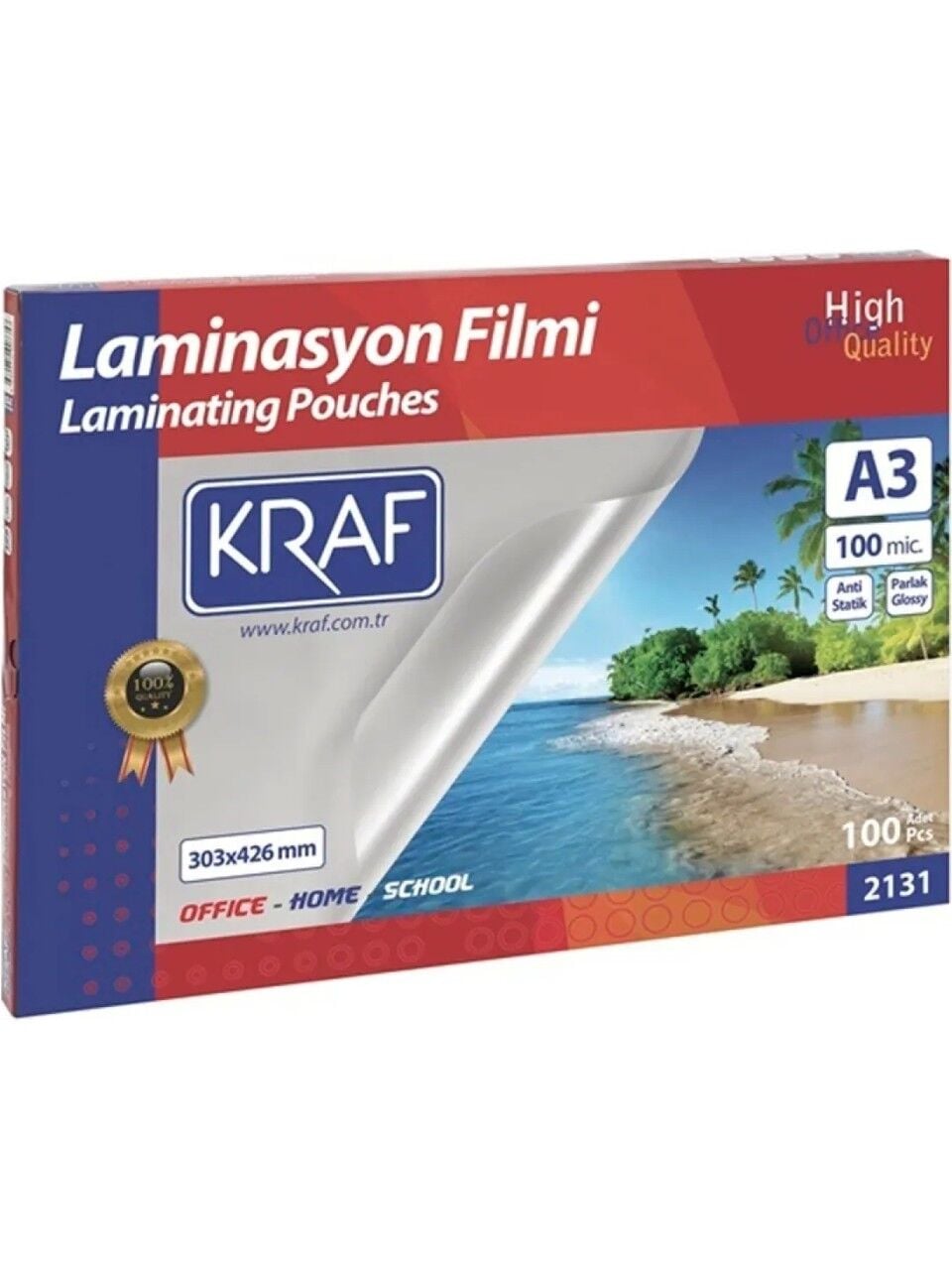 KRAF LAMİNASYON FİLMİ 100 MİKRON A3 100'LÜ PAKET