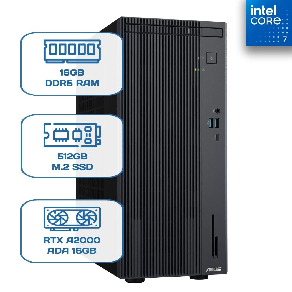 Asus ExpertCenter P500MV-C724016512B0D Core 7 240H 16 GB DDR5 512 GB M.2 SSD RTX A2000 ADA 16GB W11P Desktop