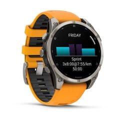Garmin Fenix 8 – 47 mm AMOLED Sapphire Titanyum Turuncu/Grafit Silikon Kayışlı