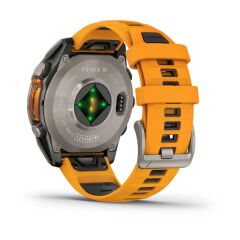 Garmin Fenix 8 – 47 mm AMOLED Sapphire Titanyum Turuncu/Grafit Silikon Kayışlı