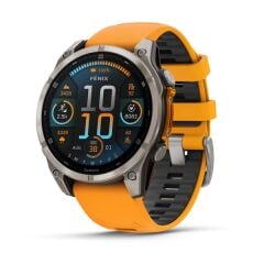 Garmin Fenix 8 – 47 mm AMOLED Sapphire Titanyum Turuncu/Grafit Silikon Kayışlı