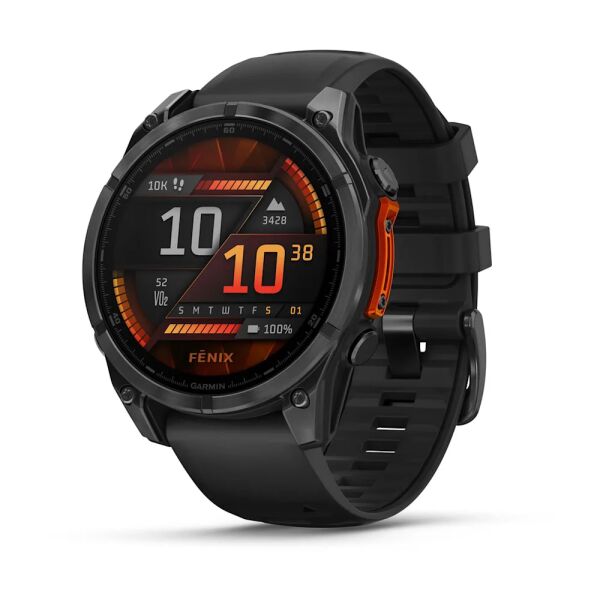Garmin Fenix 8 – 47 mm AMOLED Siyah/Gri Kayışlı