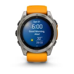 Garmin Fenix 8 – 51 mm AMOLED Sapphire Titanyum Turuncu/Grafit Kayışlı