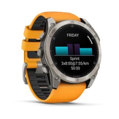 Garmin Fenix 8 – 51 mm AMOLED Sapphire Titanyum Turuncu/Grafit Kayışlı