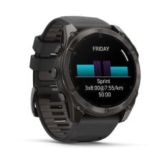 Garmin Fenix 8 – 51 mm AMOLED Sapphire Karbon Gri DLC, Siyah/Gri Silikon Kayışlı