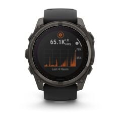 Garmin Fenix 8 – 51 mm Solar Sapphire Karbon Gri DLC Titanyum ve Siyah/Çakıl Grisi Silikon Kayış