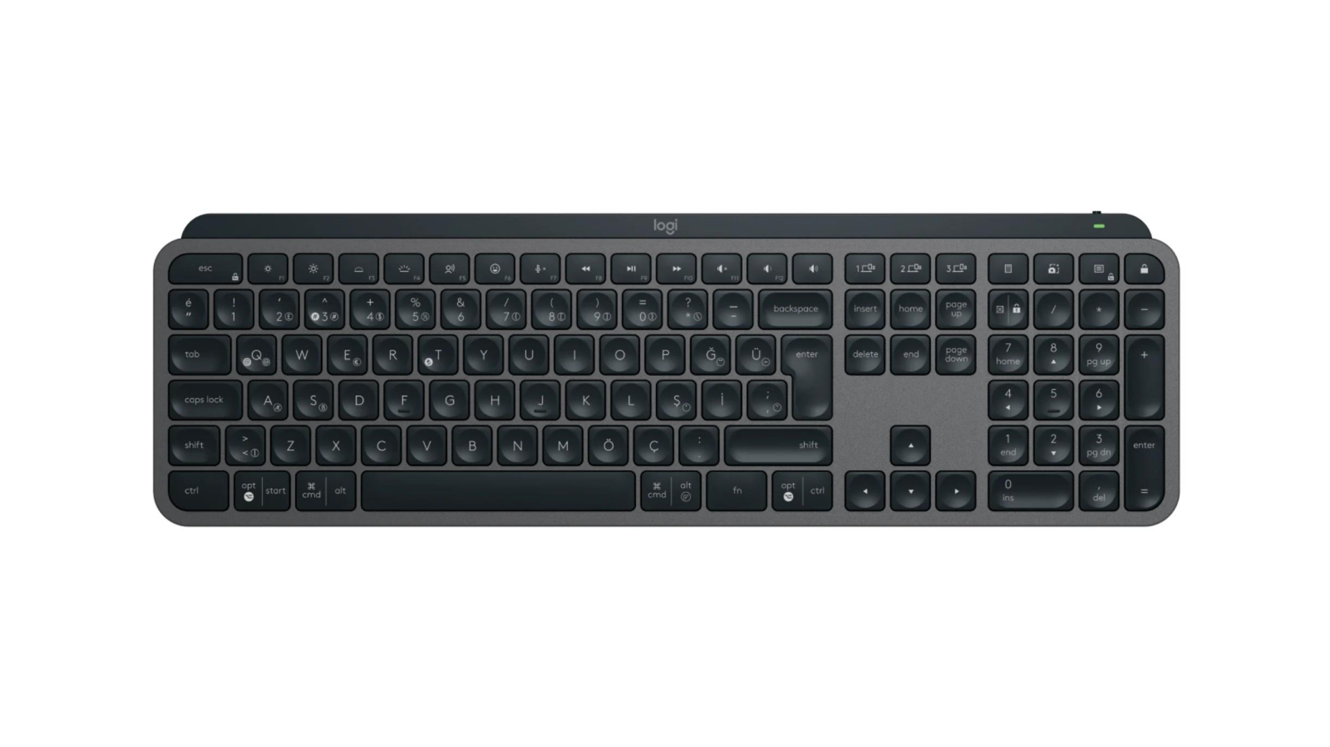 LOGITECH MX KEYS S GELİŞMİŞ AYDINLATMALI TAM BOYUTLU KABLOSUZ TÜRKÇE Q KLAVYE GRAFİT 920-011594