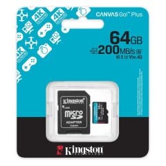 KİNGSTON SDCG4/64GB 64GB MİCROSDXC CANVAS GO PLUS GEN4 200MB/S A2 U3 V30 CARD + ADP HAFIZA KARTI
