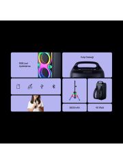 MİKADO MD-66BT THUNDERBAG 40W 3600MAH ÇANTA TAŞIMA ÖZELLİKLİ USB/BT/TF/TWS RGB IŞIKLI KABLOSUZ MİKROFONLU HOPARLÖR