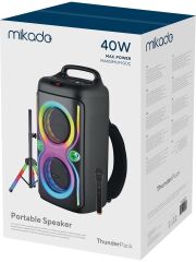 MİKADO MD-66BT THUNDERBAG 40W 3600MAH ÇANTA TAŞIMA ÖZELLİKLİ USB/BT/TF/TWS RGB IŞIKLI KABLOSUZ MİKROFONLU HOPARLÖR