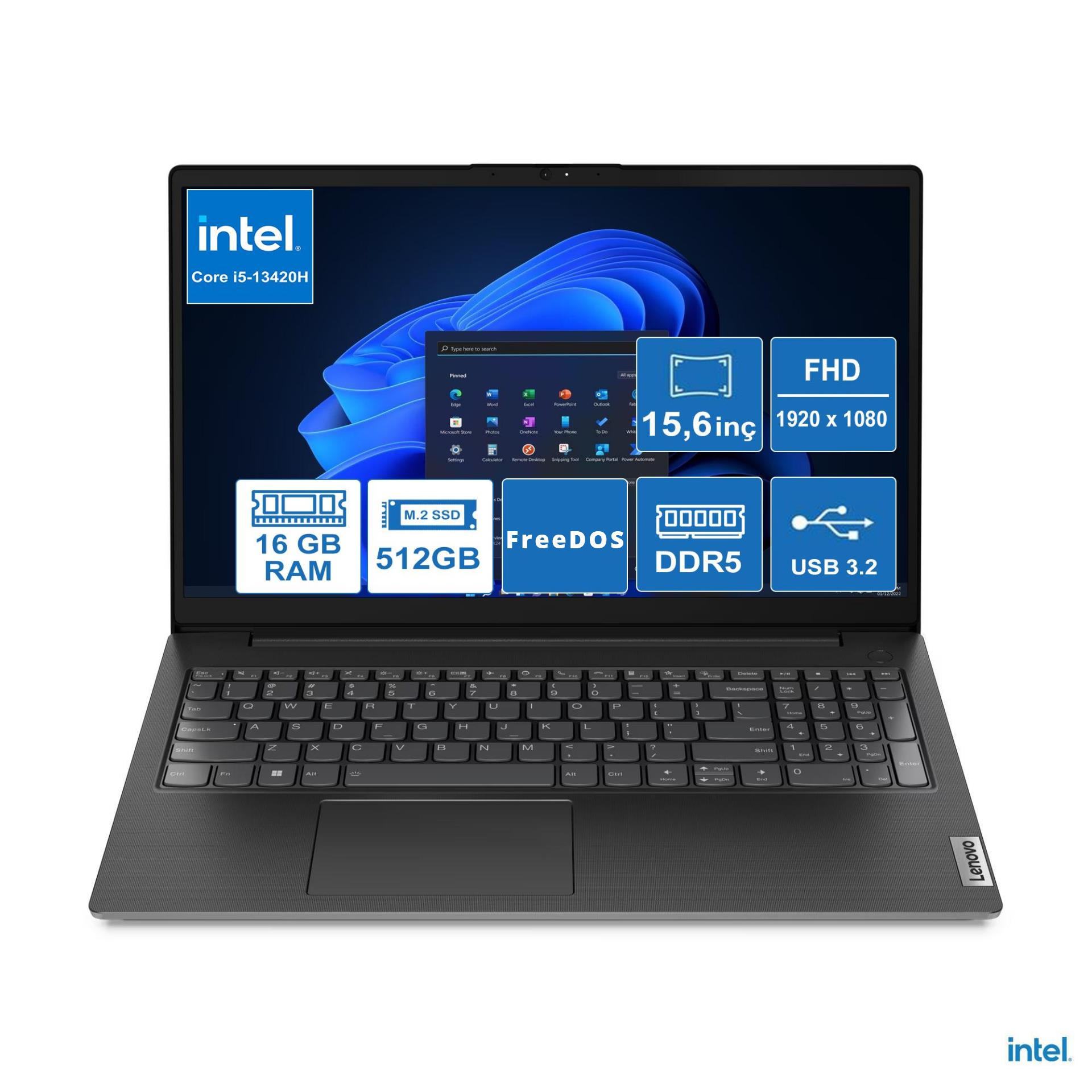 LENOVO V15 83A100A5TR İ5-13420H/16GB/512GB/DOS/15.6'' TAŞINABİLİR BİLGİSAYAR