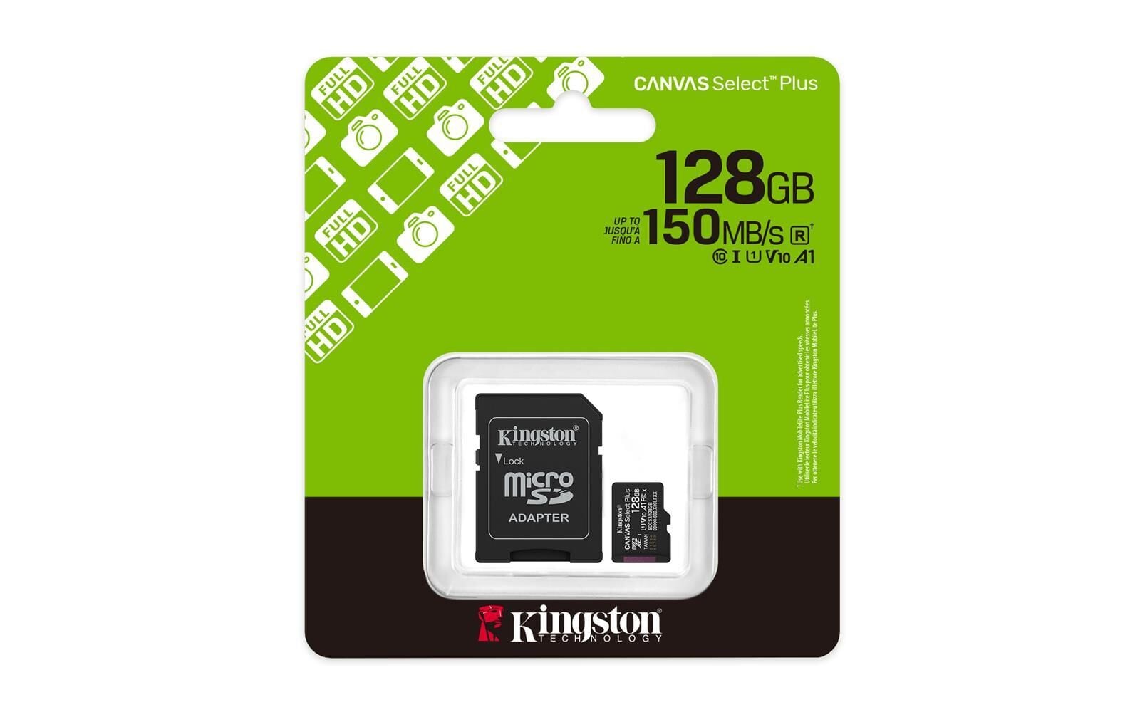 KINGSTON SDCS3/128GB 128GB MİCROSDXC CANVAS SELECT PLUS GEN3 150MB/S A1 CARD + ADAPTER HAFIZA KARTI